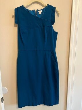 J. Crew Teal Sleeveless Sheath Midi Dress size 6